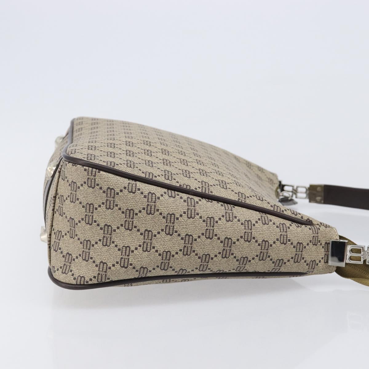 BALENCIAGA Shoulder Bag PVC Canvas Beige Silver Auth 203687A