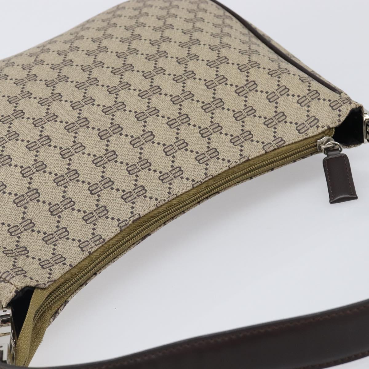 BALENCIAGA Shoulder Bag PVC Canvas Beige Silver Auth 203687A