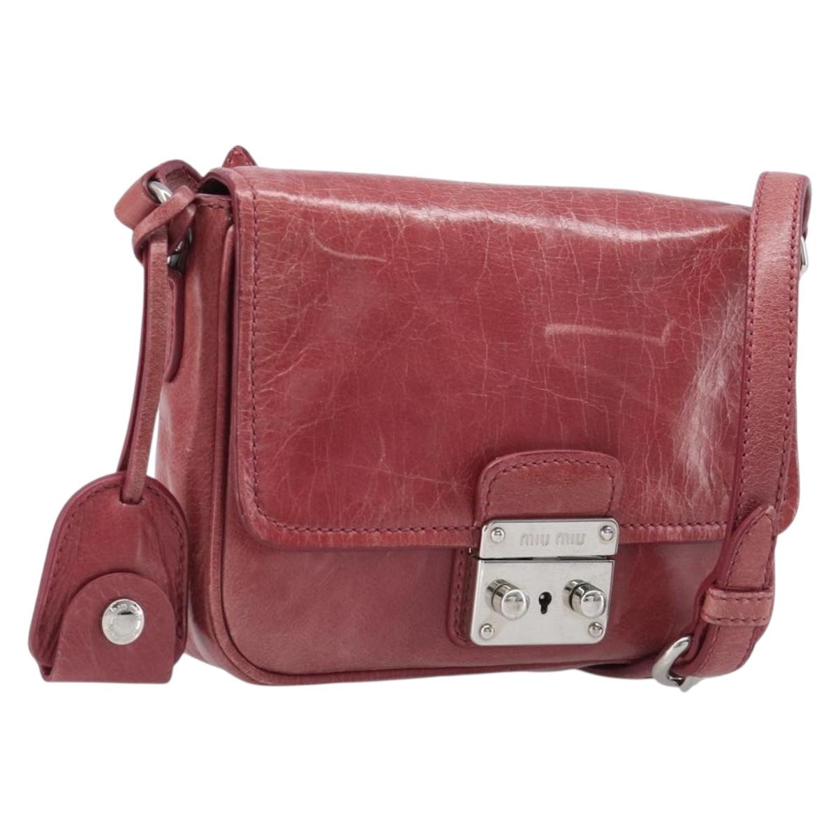 Miu Miu Shoulder Bag Vitellolux Pink Silver Auth 203688A