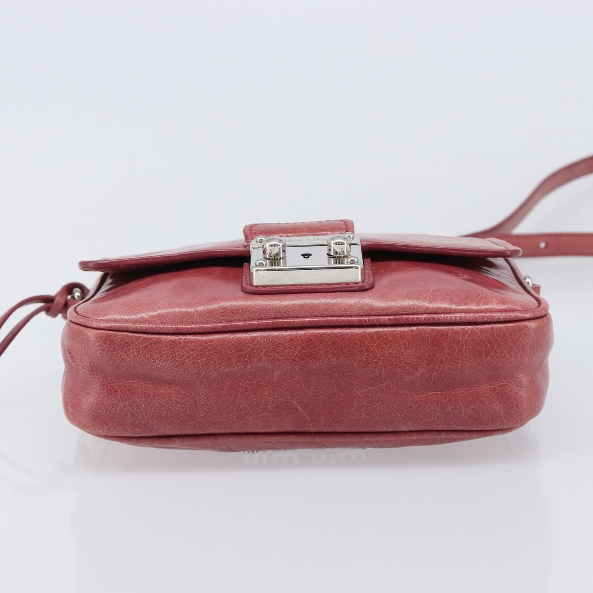Miu Miu Shoulder Bag Vitellolux Pink Silver Auth 203688A