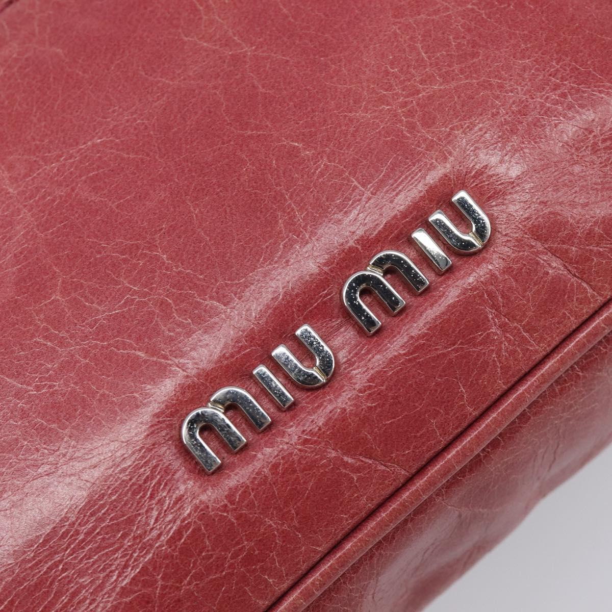 Miu Miu Shoulder Bag Vitellolux Pink Silver Auth 203688A
