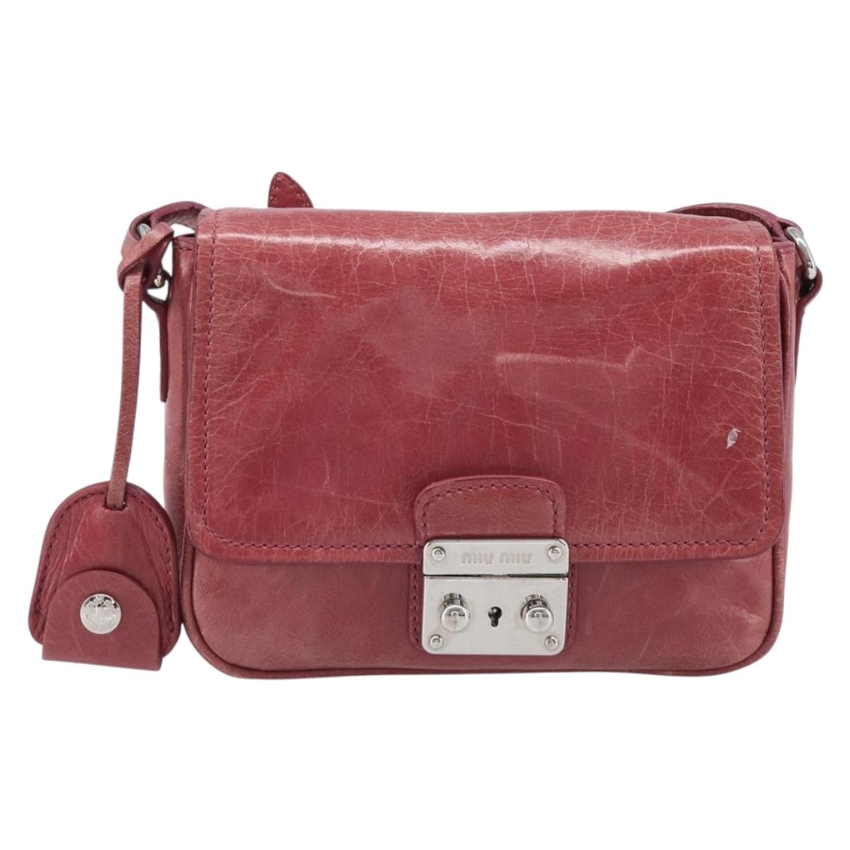Miu Miu Shoulder Bag Vitellolux Pink Silver Auth 203688A