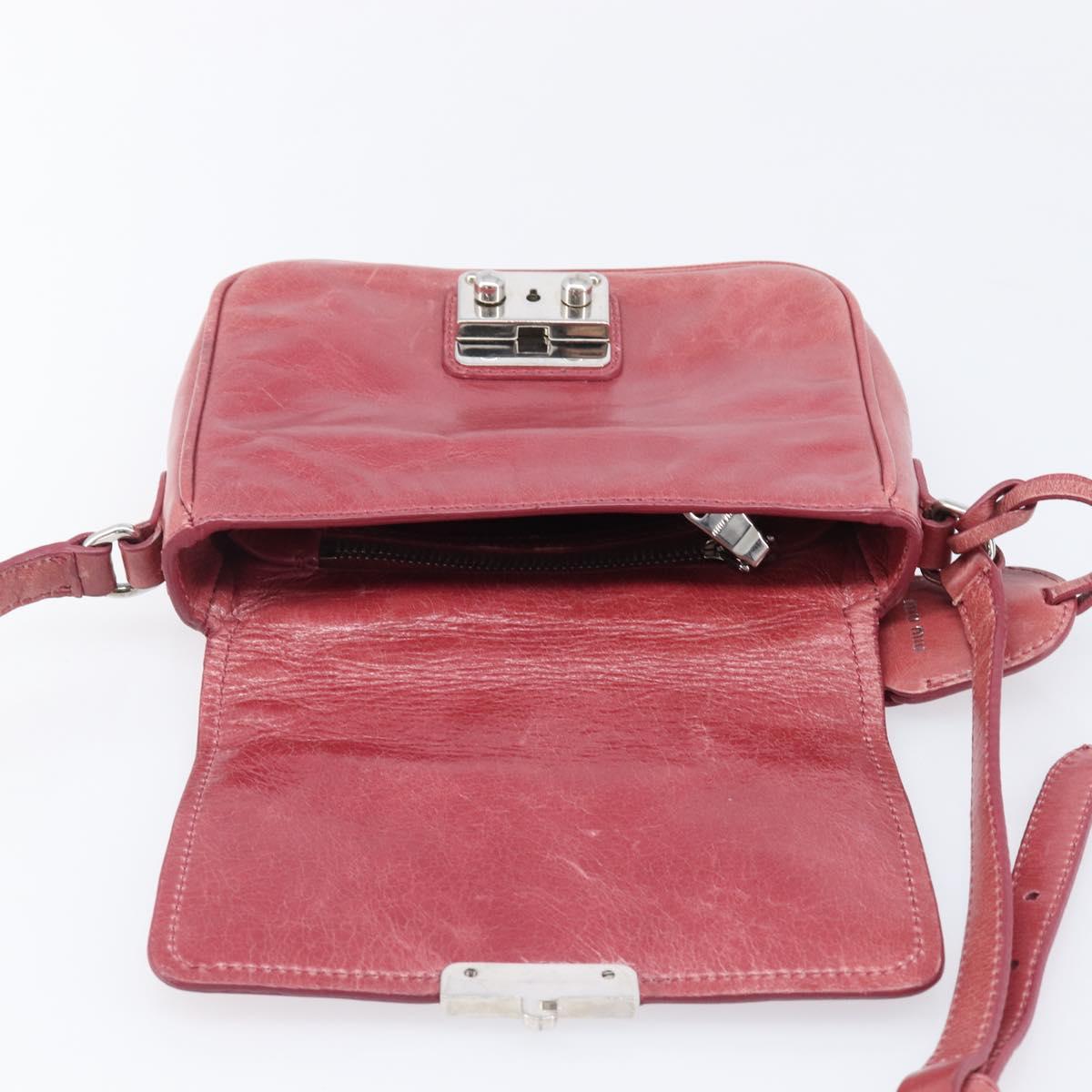 Miu Miu Shoulder Bag Vitellolux Pink Silver Auth 203688A