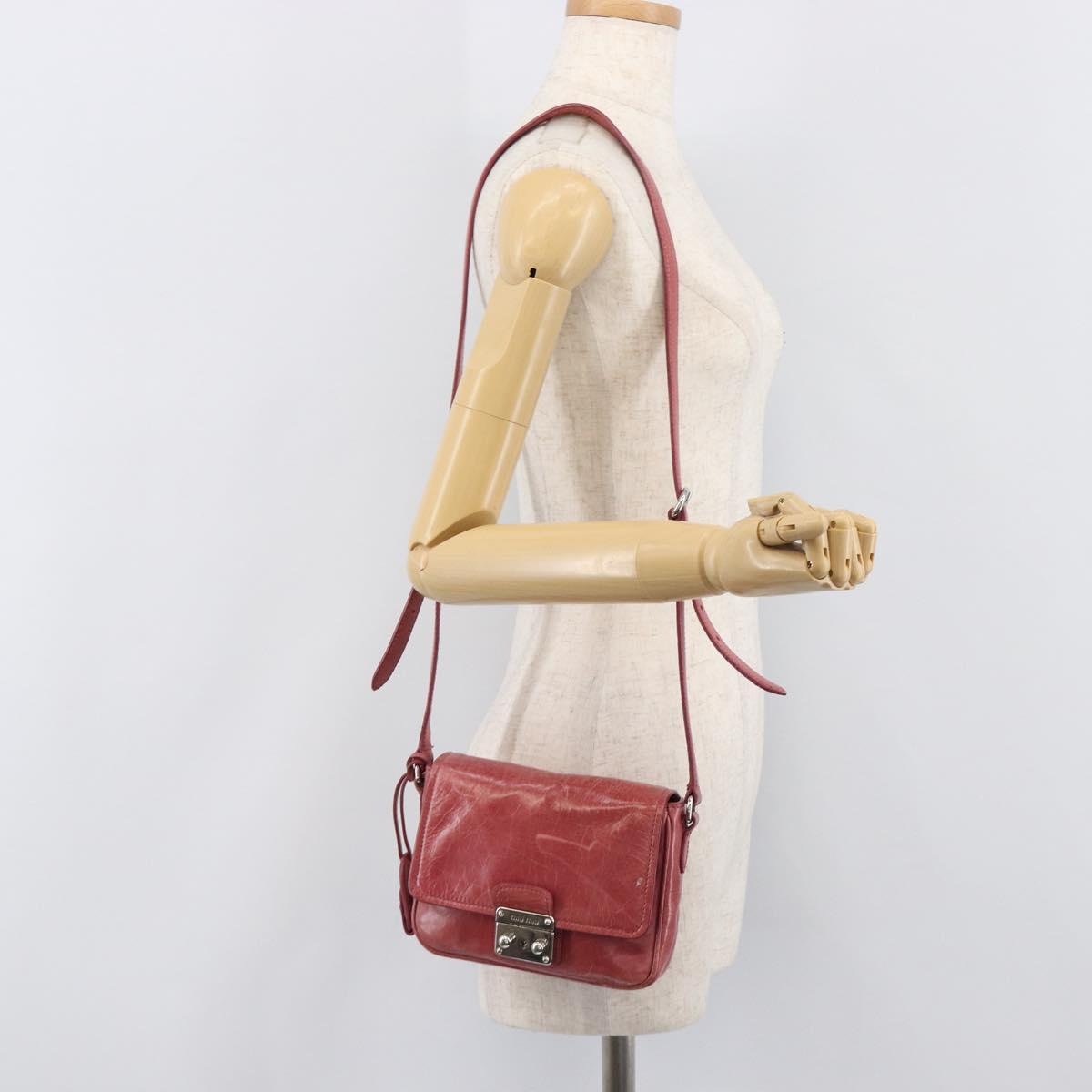Miu Miu Shoulder Bag Vitellolux Pink Silver Auth 203688A