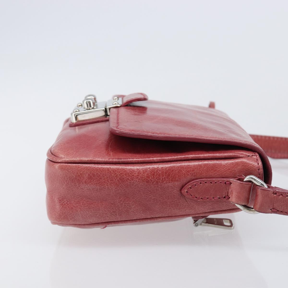 Miu Miu Shoulder Bag Vitellolux Pink Silver Auth 203688A