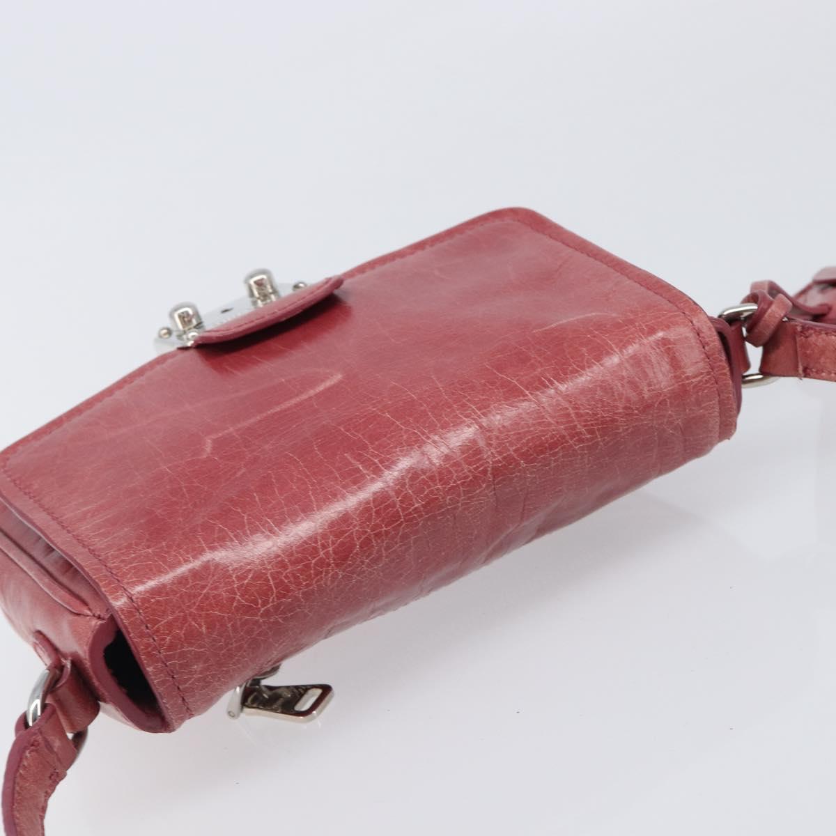Miu Miu Shoulder Bag Vitellolux Pink Silver Auth 203688A
