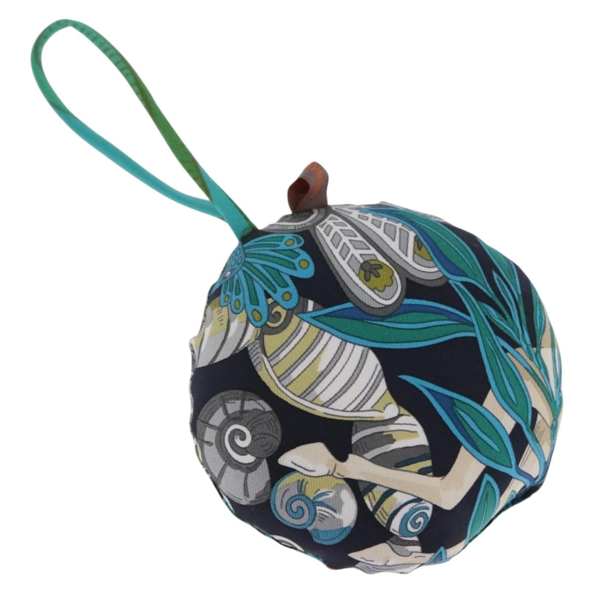 HERMES Petit Ash Bag Charm Silk Blue Auth 203689M