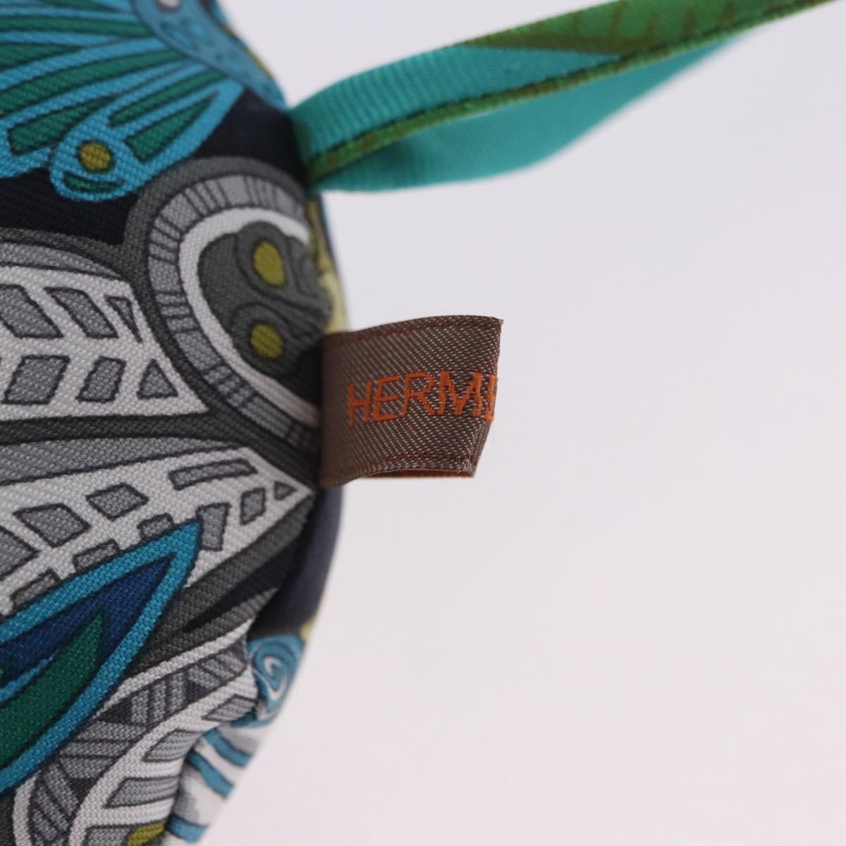 HERMES Petit Ash Bag Charm Silk Blue Auth 203689M