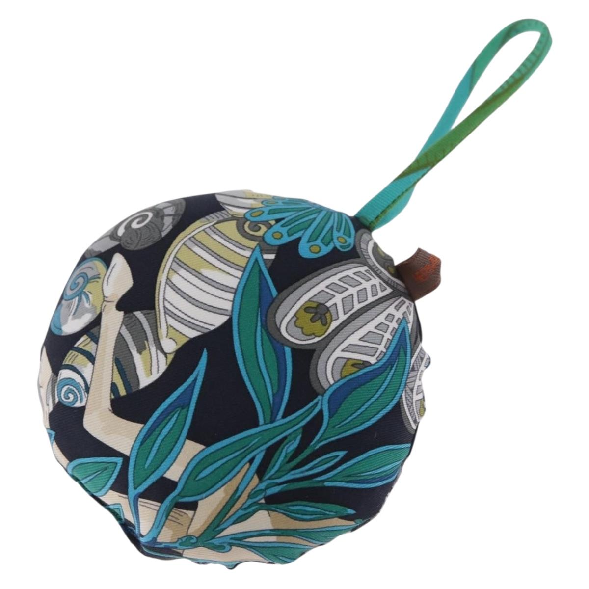 HERMES Petit Ash Bag Charm Silk Blue Auth 203689M