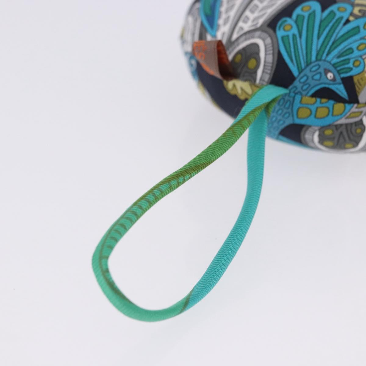 HERMES Petit Ash Bag Charm Silk Blue Auth 203689M