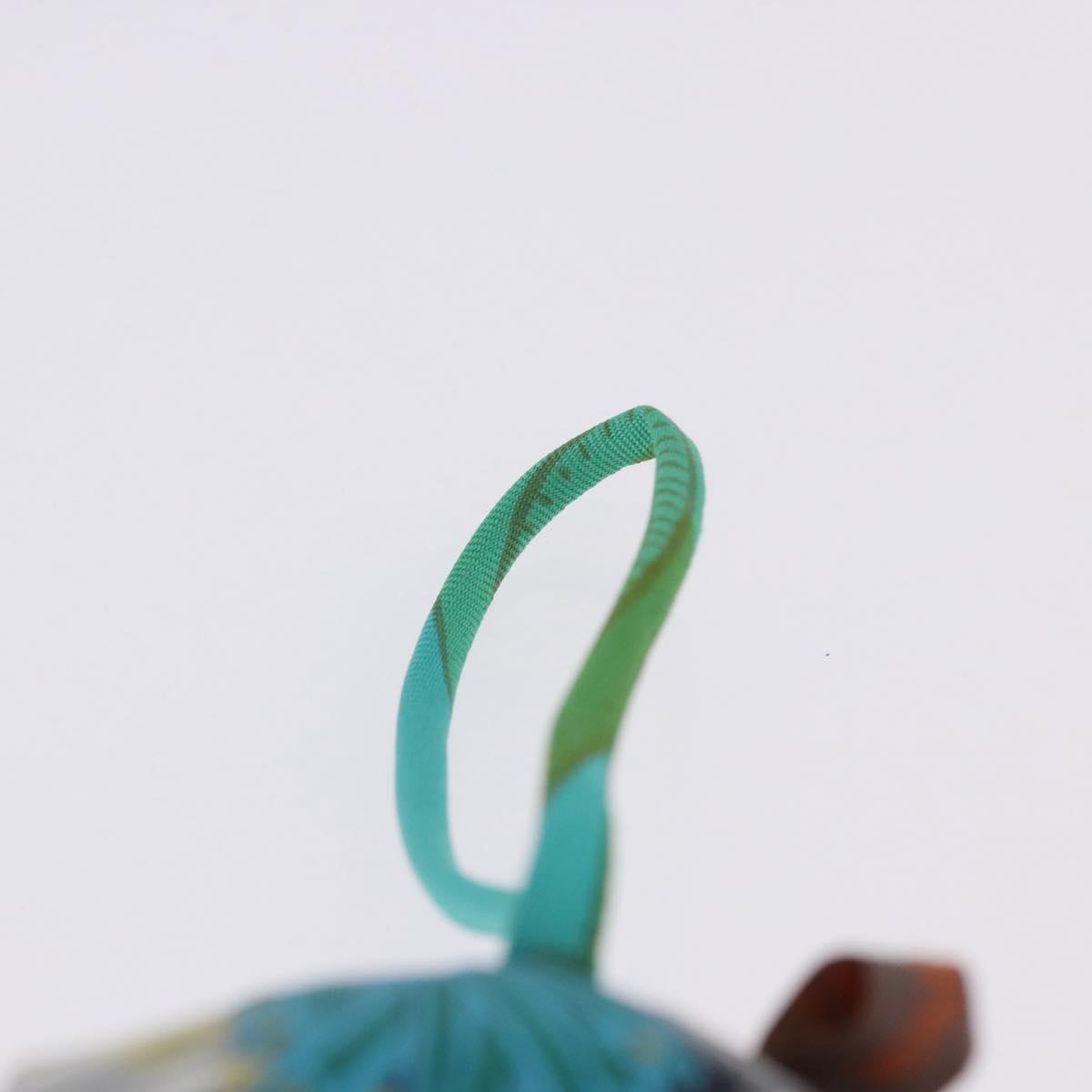 HERMES Petit Ash Bag Charm Silk Blue Auth 203689M