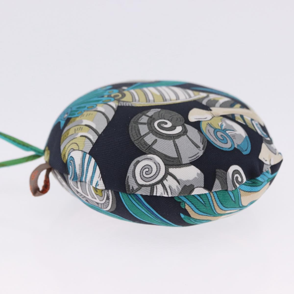 HERMES Petit Ash Bag Charm Silk Blue Auth 203689M