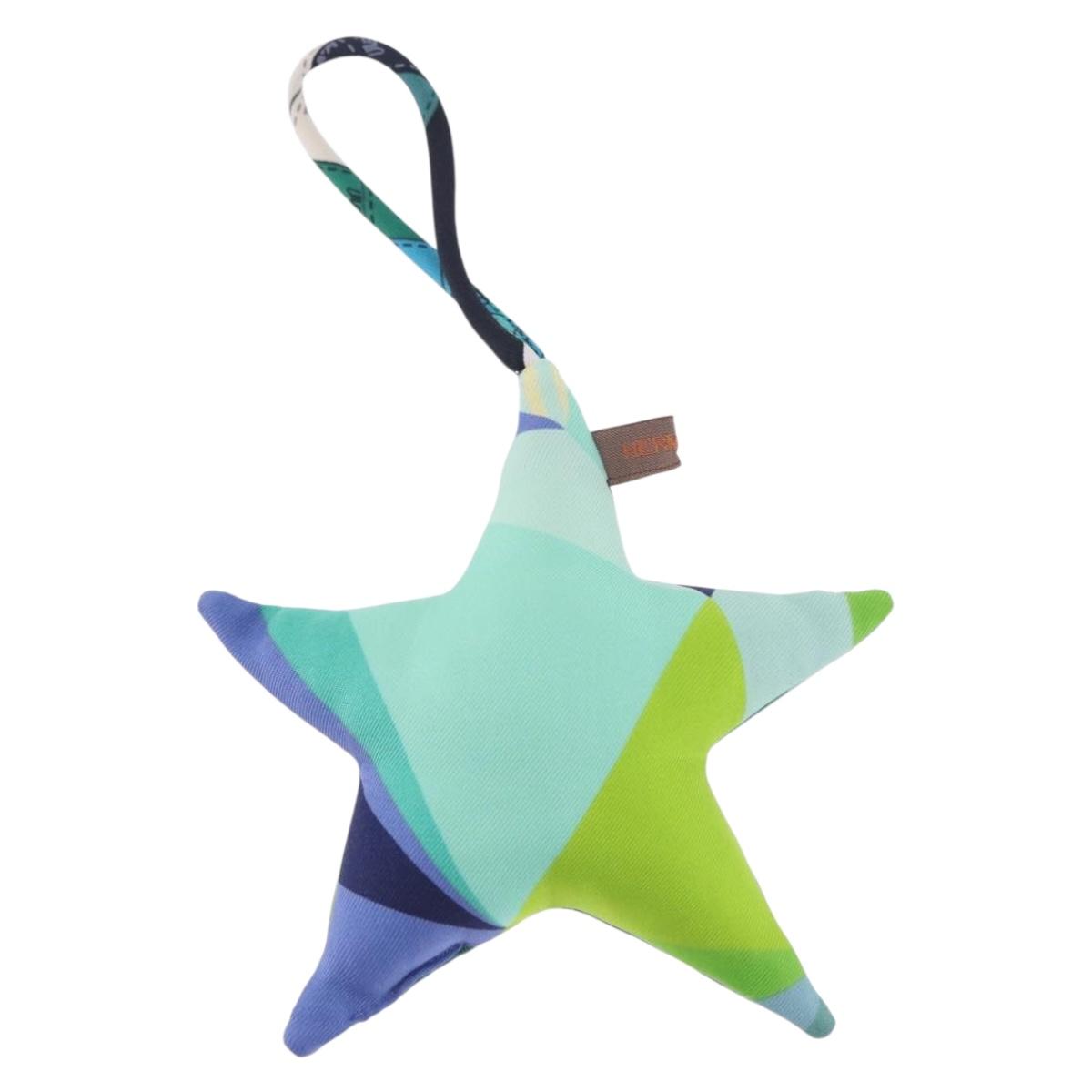 HERMES Petit Ash Bag Charm Silk Green Auth 203690M