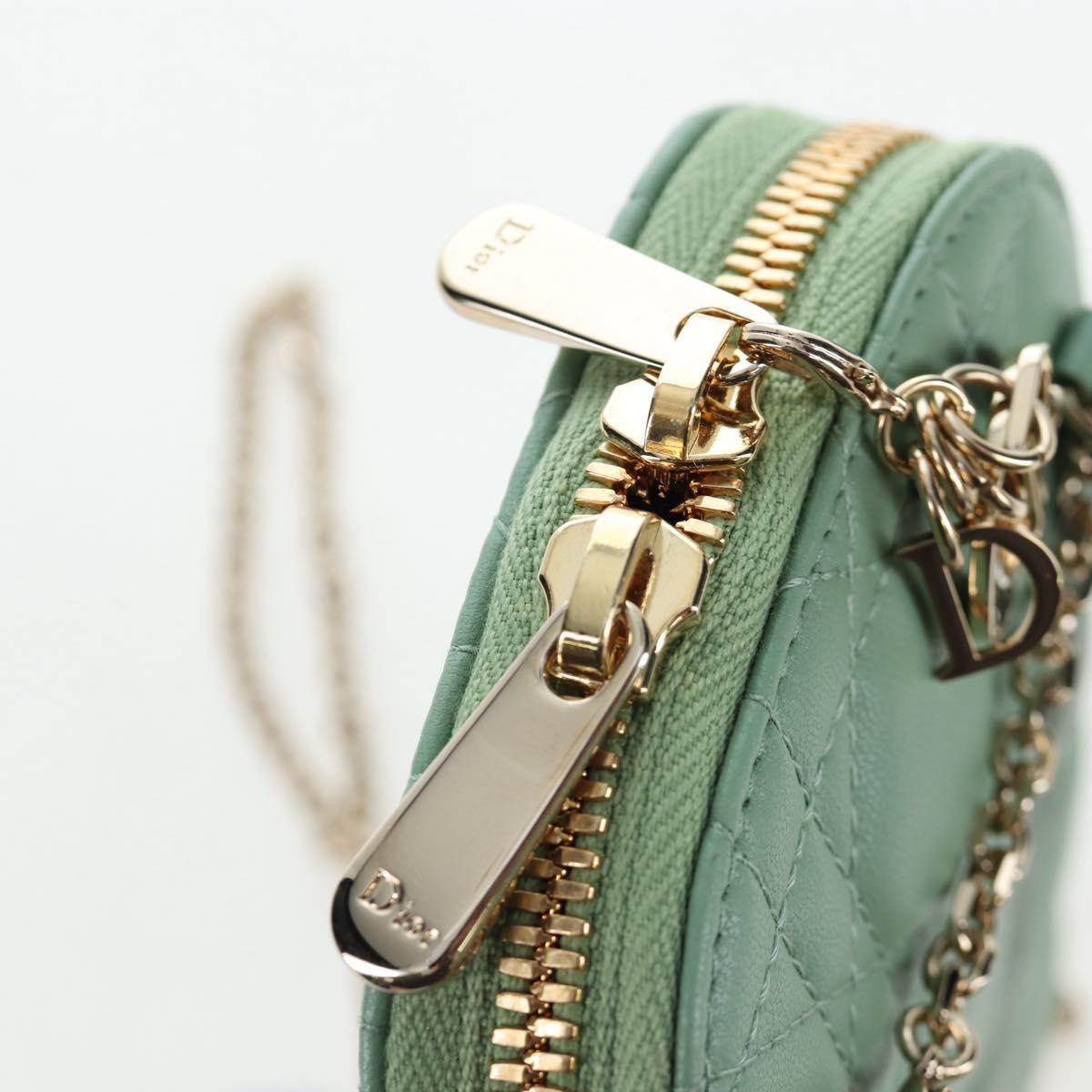 Christian Dior Cannage Chain Shoulder Phone Pouch Lamb Skin 2way Auth 203691V