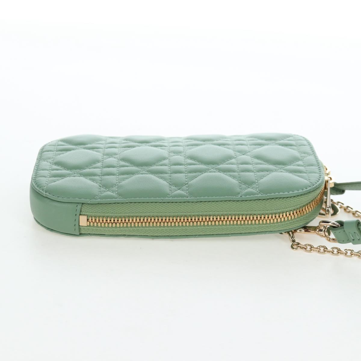 Christian Dior Cannage Chain Shoulder Phone Pouch Lamb Skin 2way Auth 203691V