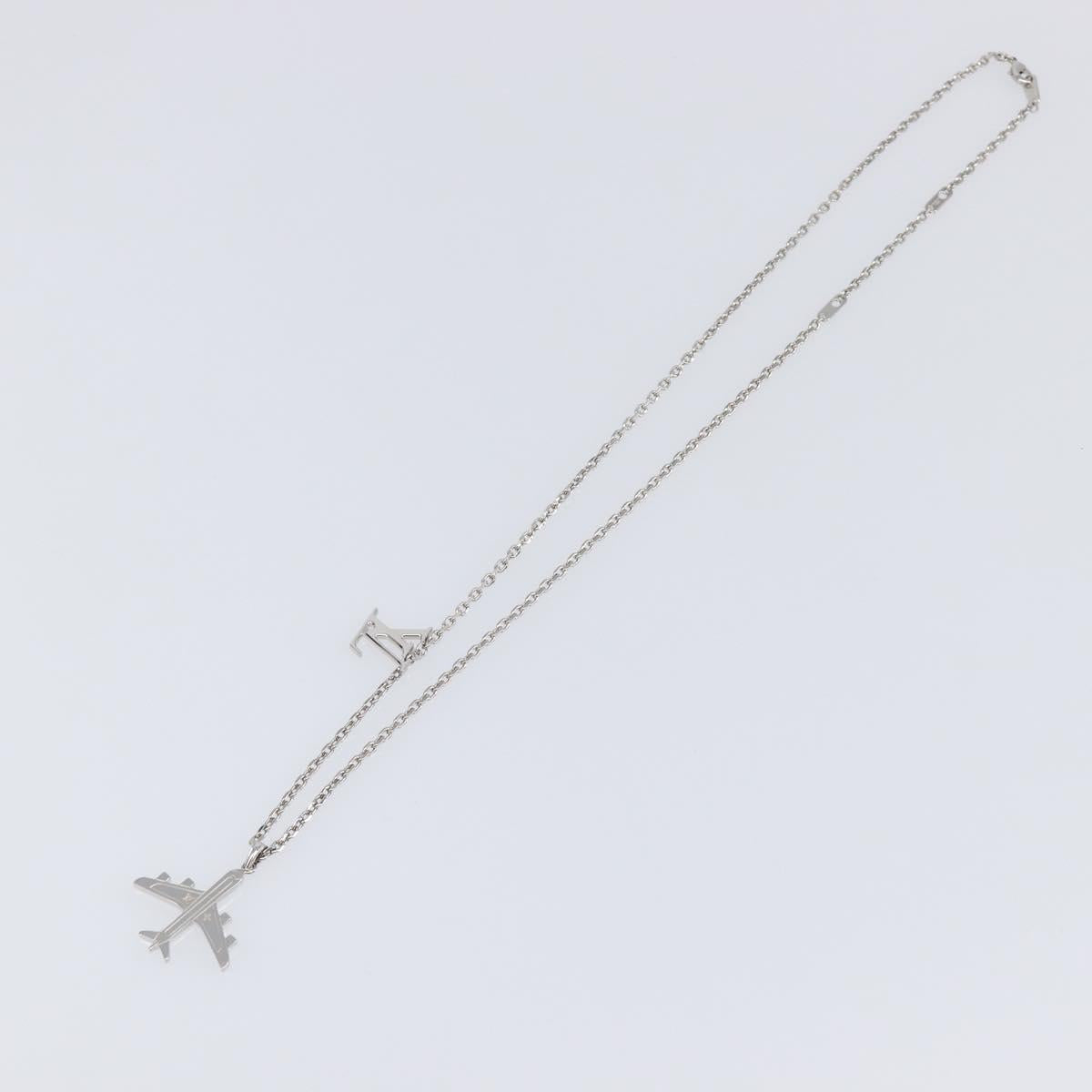 LOUIS VUITTON LV Plane Necklace Metal Silver Tone MP3157 LV Auth 203697V
