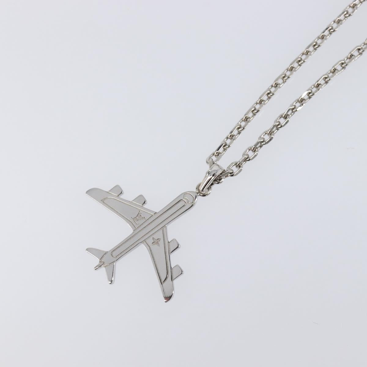 LOUIS VUITTON LV Plane Necklace Metal Silver Tone MP3157 LV Auth 203697V