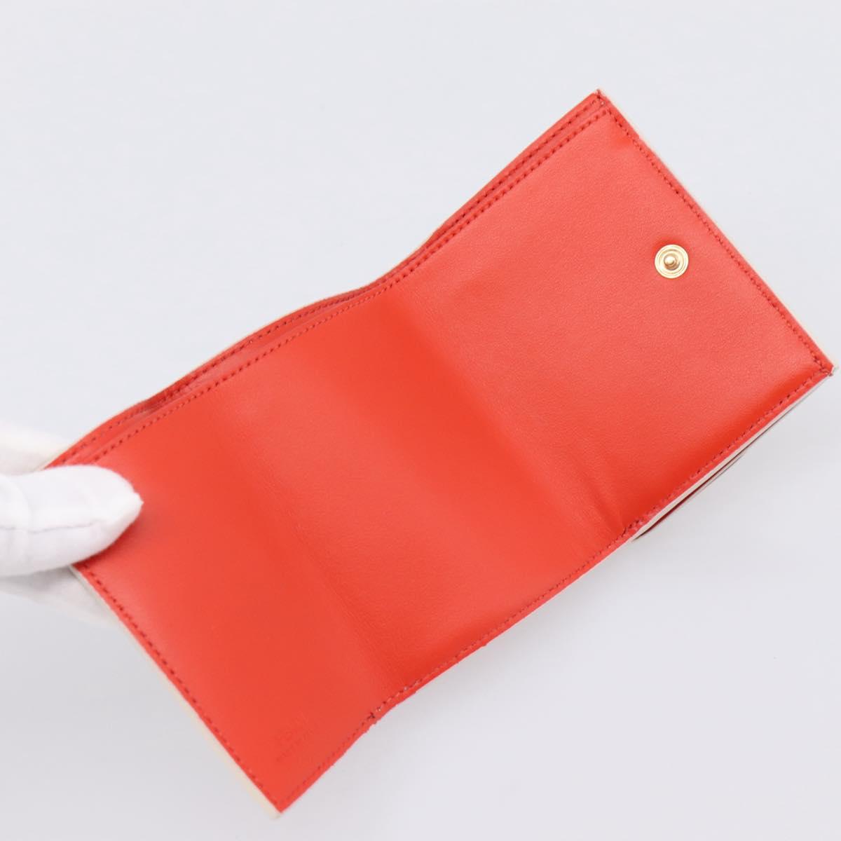 FENDI Compact Wallet Baguette Micro Wallet Leather Red Gold Auth 203699M