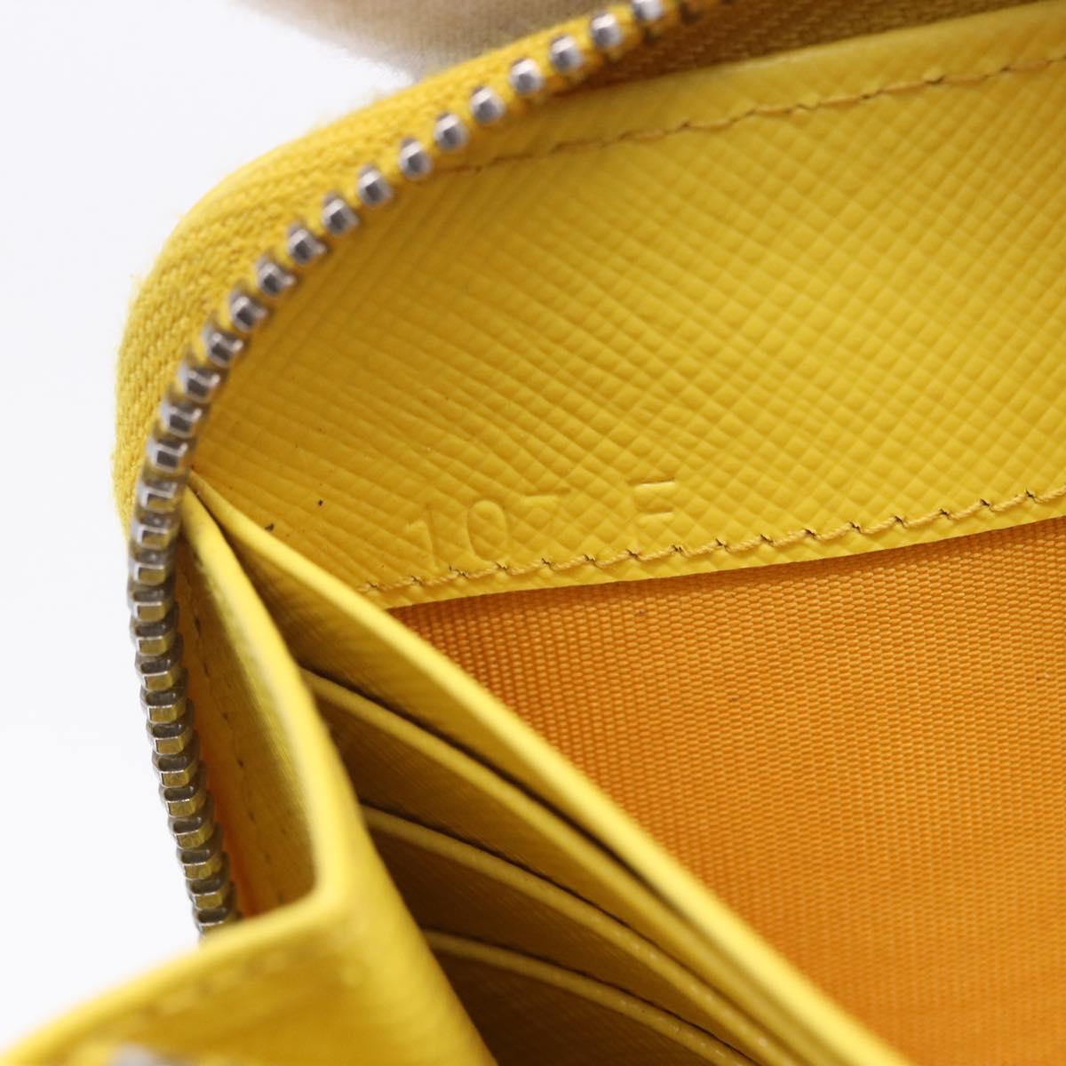 PRADA Long Wallet Safiano Leather Yellow Silver Auth 203700M