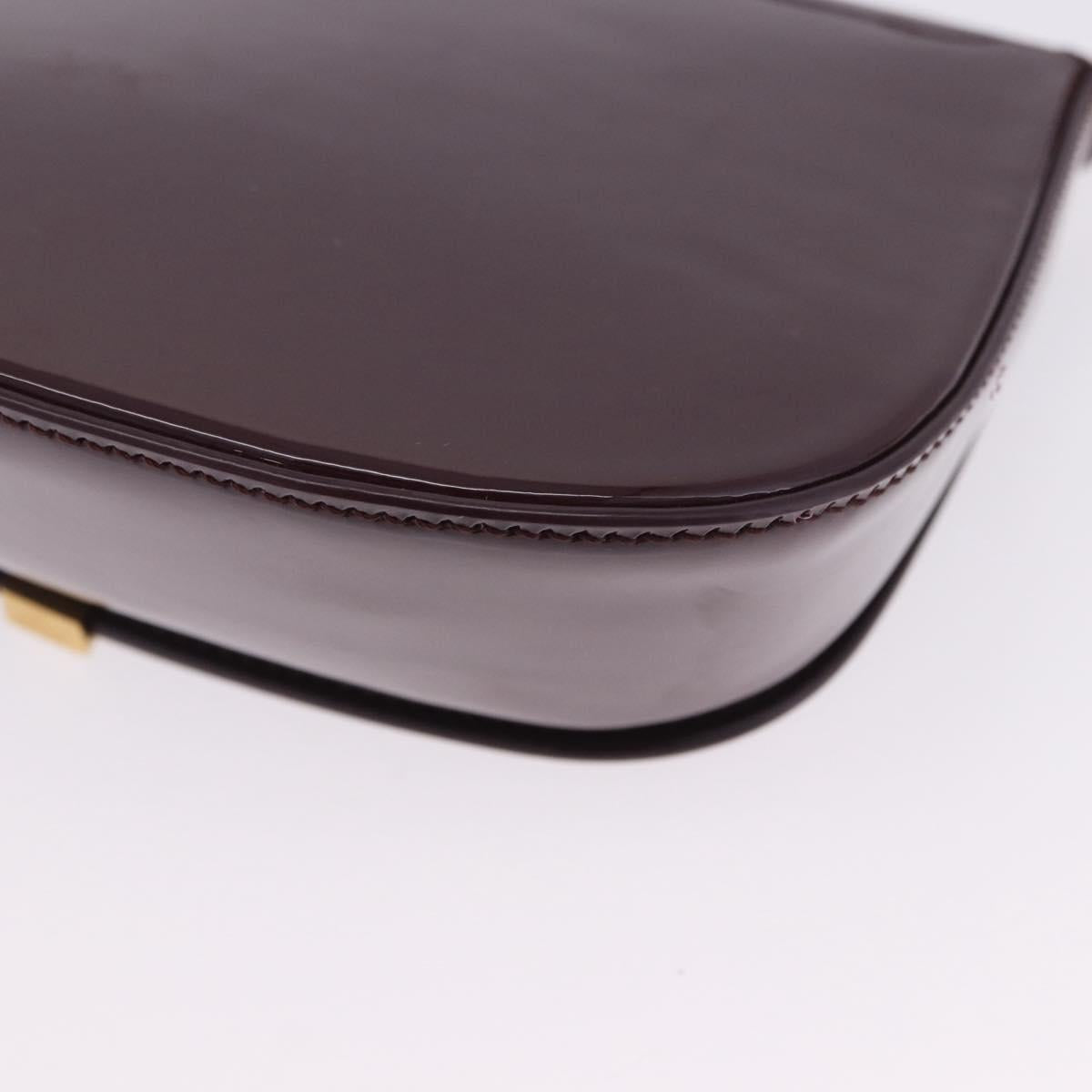 SAINT LAURENT Voltaire Shoulder Bag Patent Leather Bordeaux Gold Auth 203703SAV