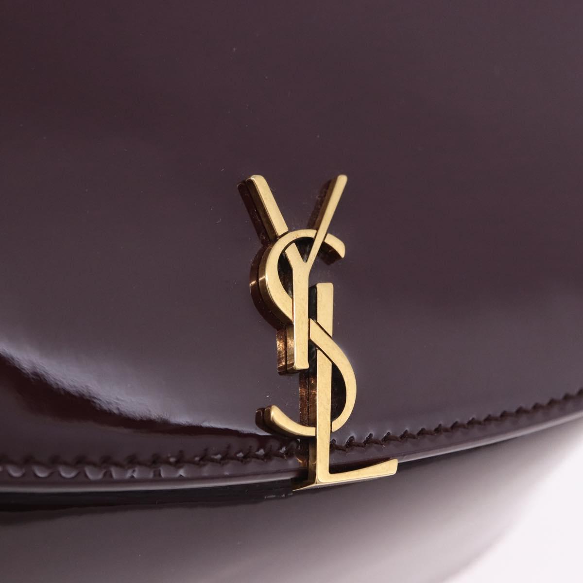 SAINT LAURENT Voltaire Shoulder Bag Patent Leather Bordeaux Gold Auth 203703SAV
