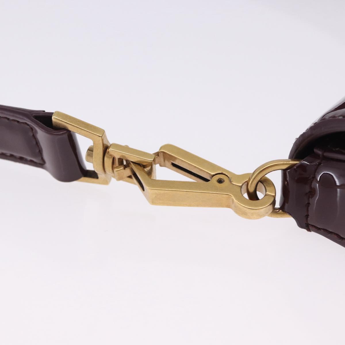 SAINT LAURENT Voltaire Shoulder Bag Patent Leather Bordeaux Gold Auth 203703SAV
