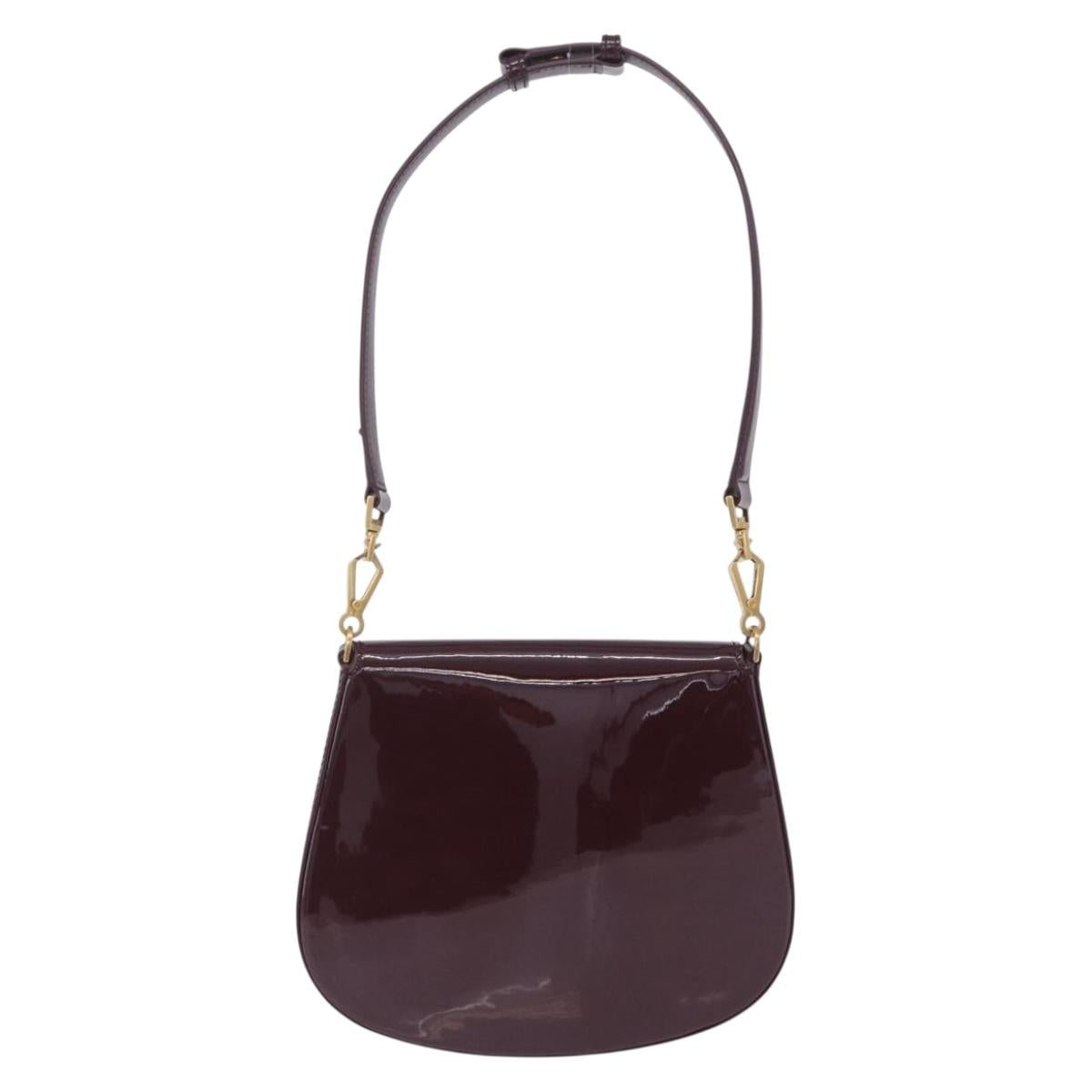 SAINT LAURENT Voltaire Shoulder Bag Patent Leather Bordeaux Gold Auth 203703SAV