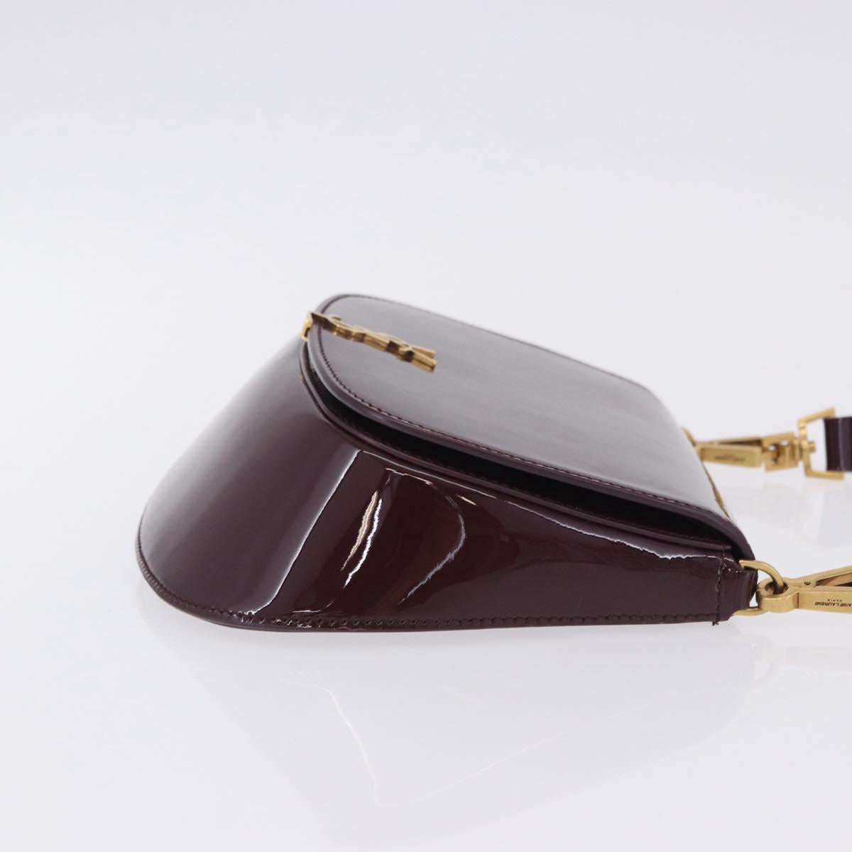 SAINT LAURENT Voltaire Shoulder Bag Patent Leather Bordeaux Gold Auth 203703SAV
