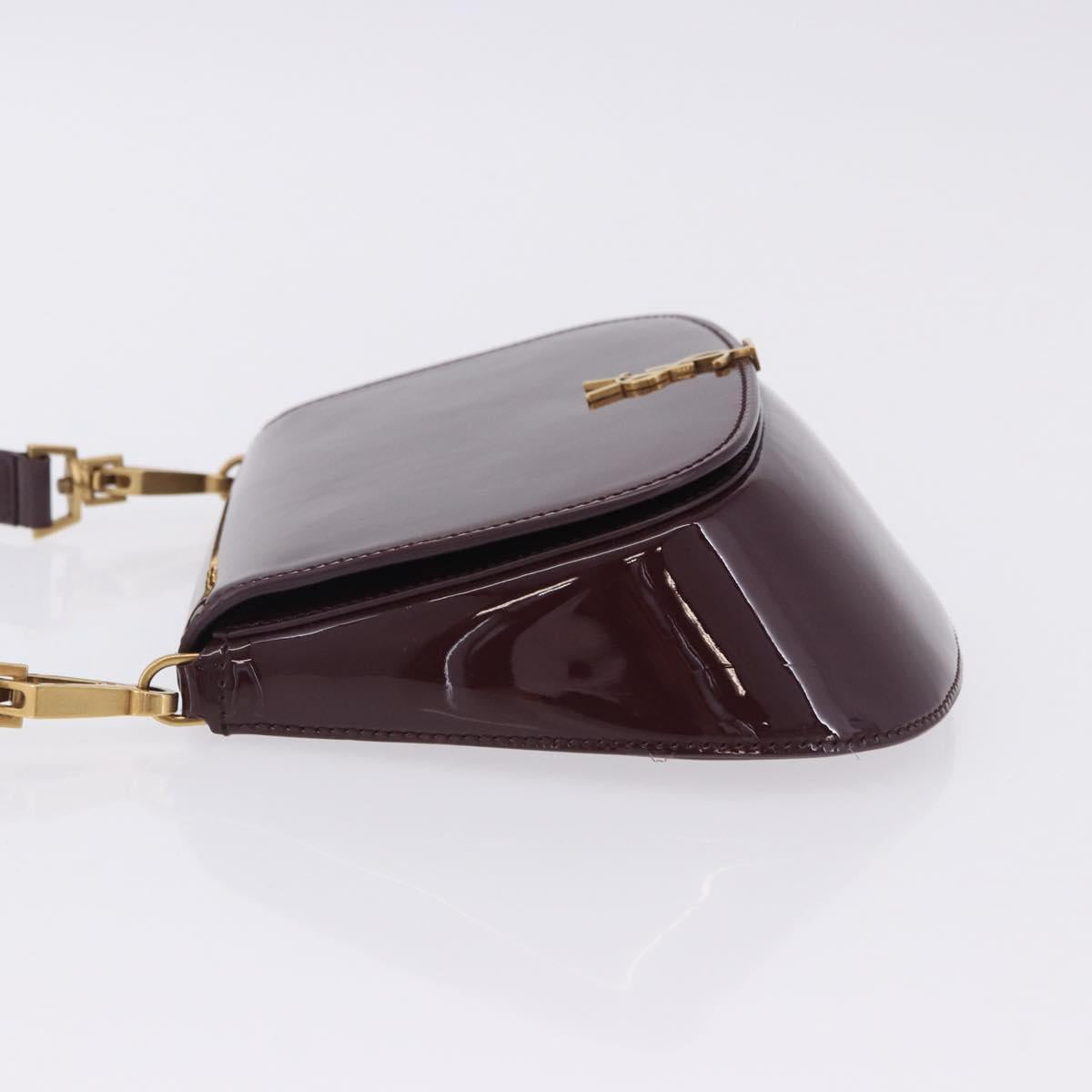 SAINT LAURENT Voltaire Shoulder Bag Patent Leather Bordeaux Gold Auth 203703SAV