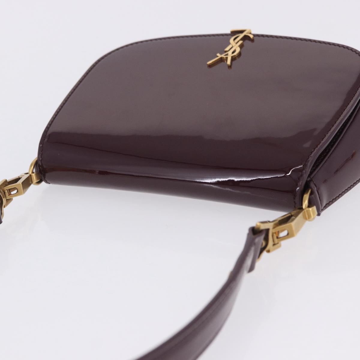 SAINT LAURENT Voltaire Shoulder Bag Patent Leather Bordeaux Gold Auth 203703SAV