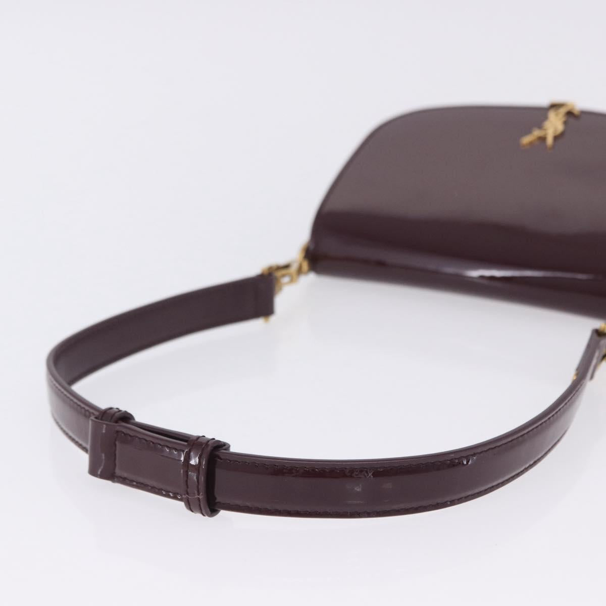 SAINT LAURENT Voltaire Shoulder Bag Patent Leather Bordeaux Gold Auth 203703SAV
