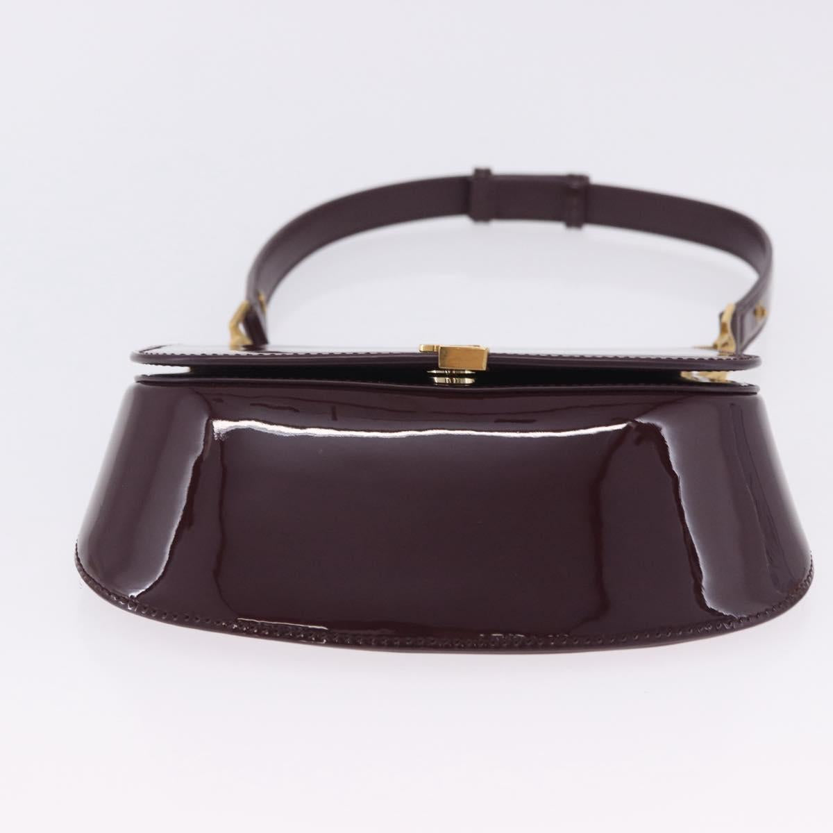 SAINT LAURENT Voltaire Shoulder Bag Patent Leather Bordeaux Gold Auth 203703SAV