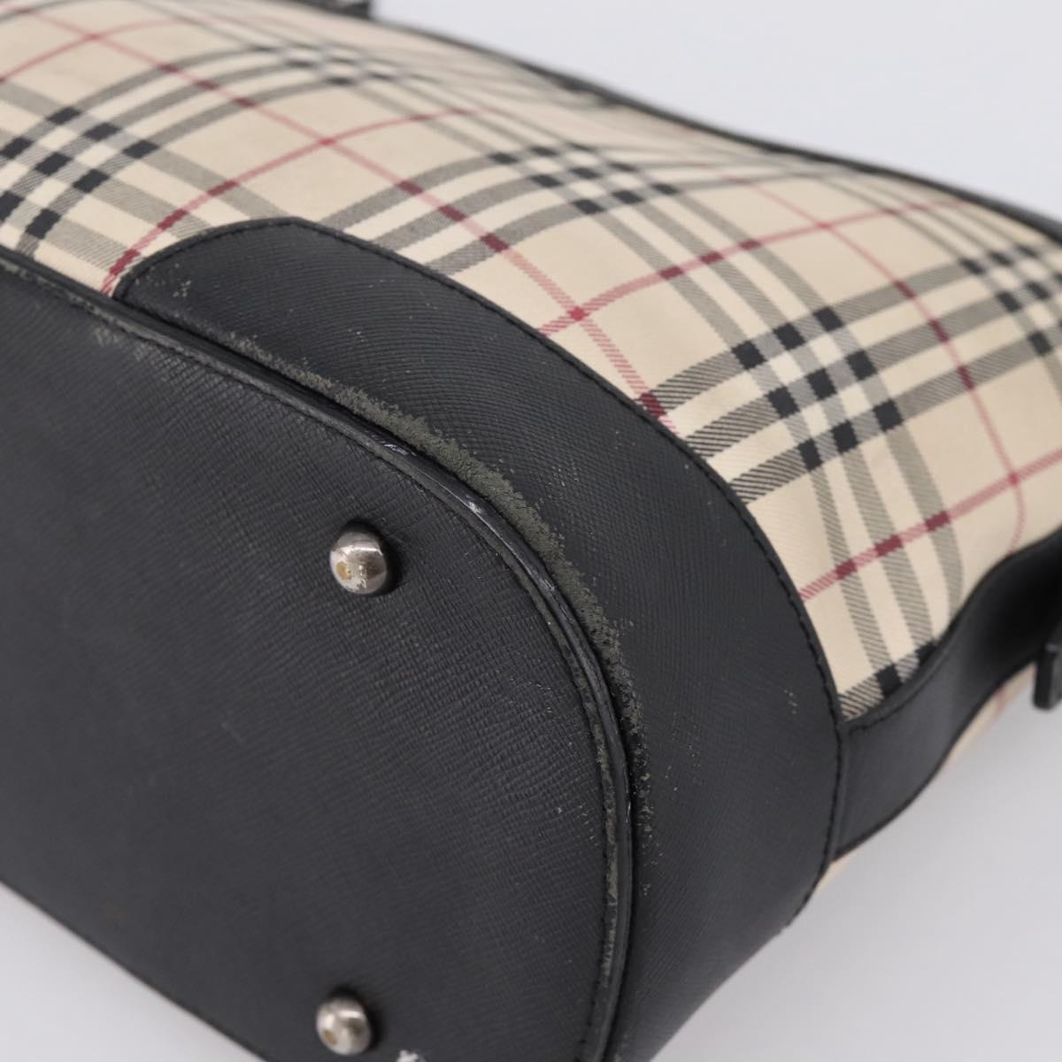 BURBERRY Nova Check Shoulder Bag Canvas Beige Silver Auth 203707
