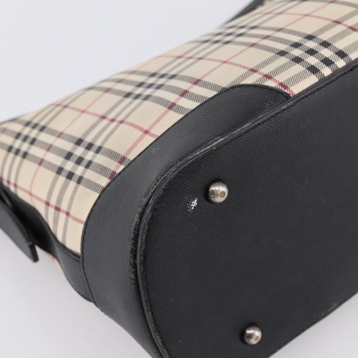 BURBERRY Nova Check Shoulder Bag Canvas Beige Silver Auth 203707