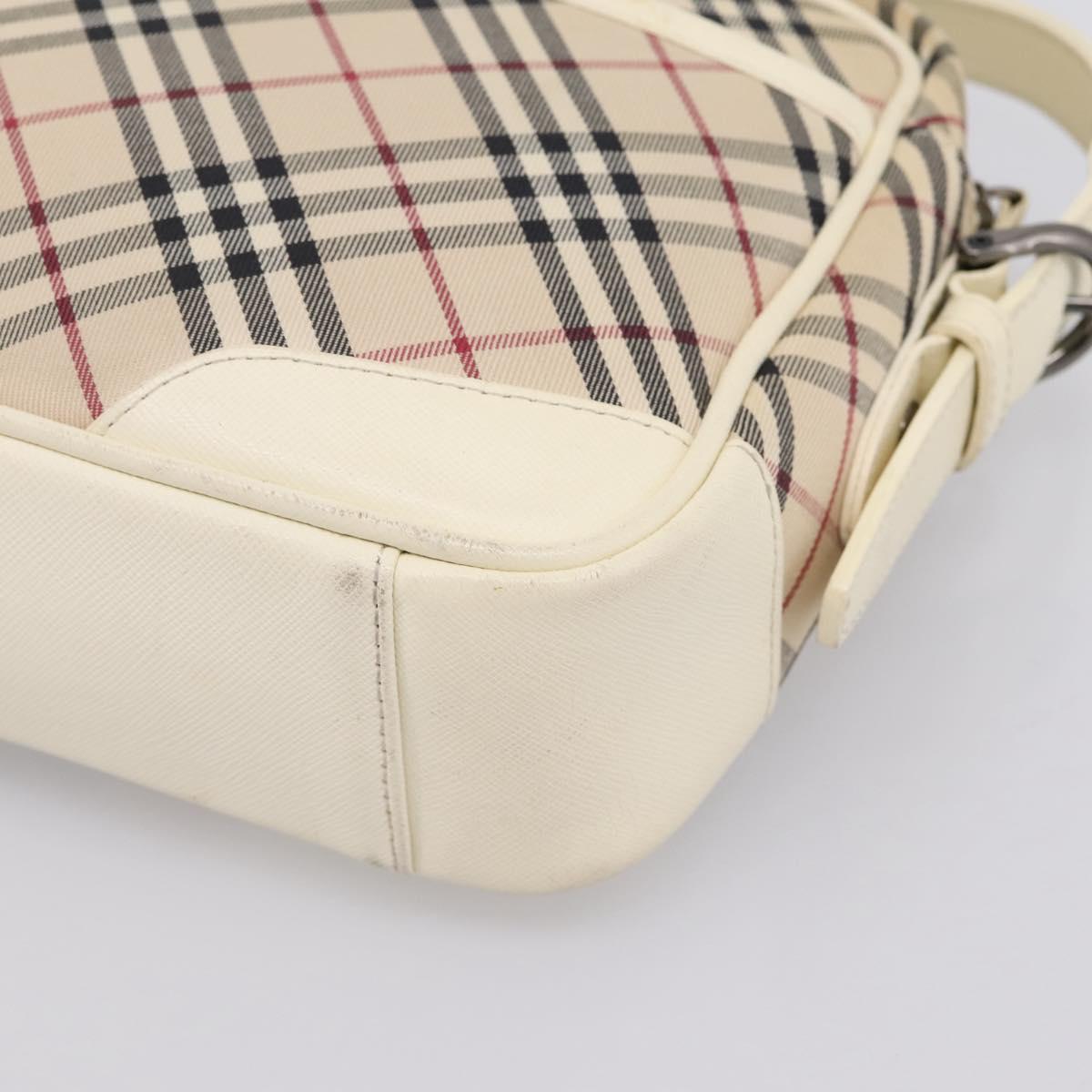 BURBERRY Nova Check Shoulder Bag Canvas Beige Silver Auth 203708