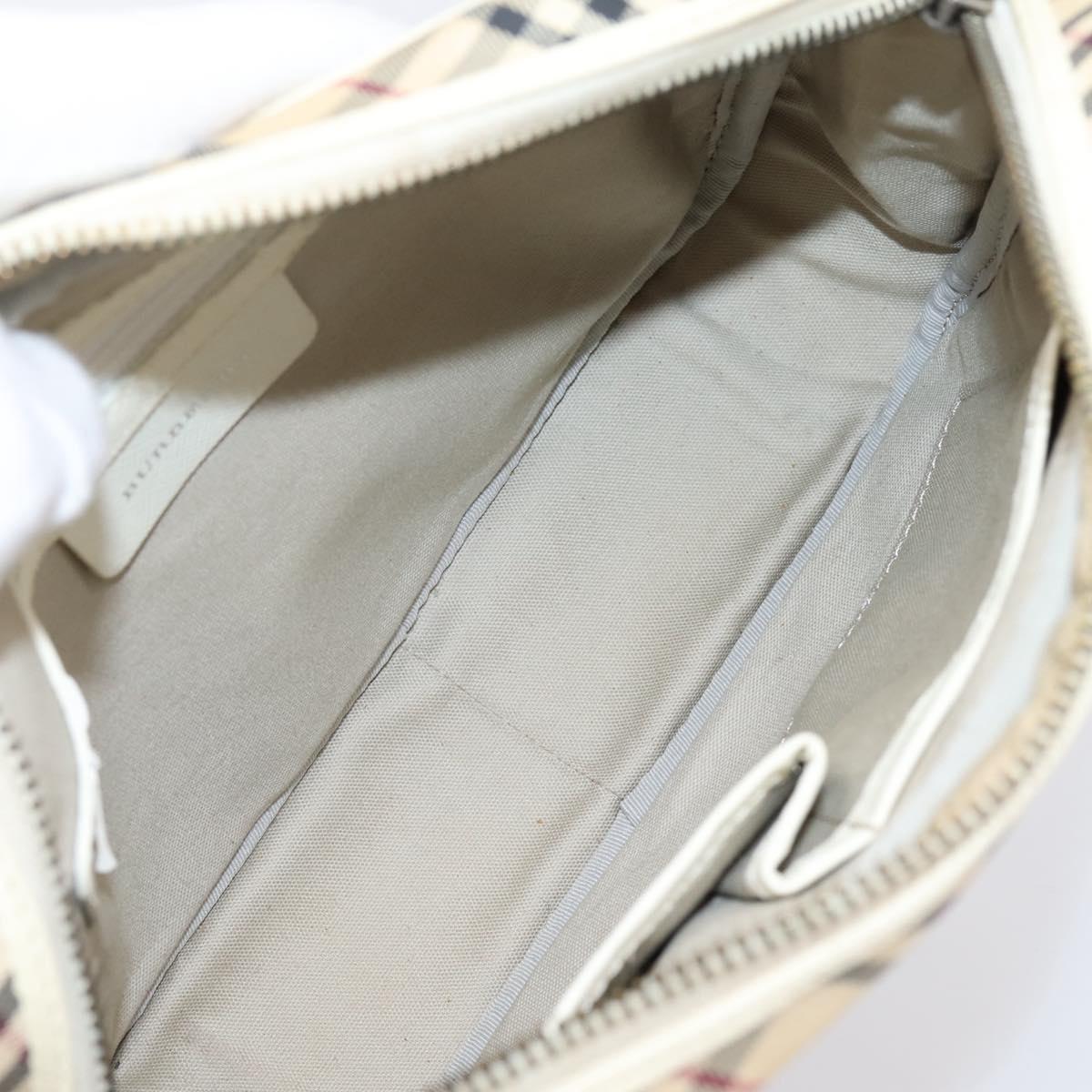 BURBERRY Nova Check Shoulder Bag Canvas Beige Silver Auth 203708