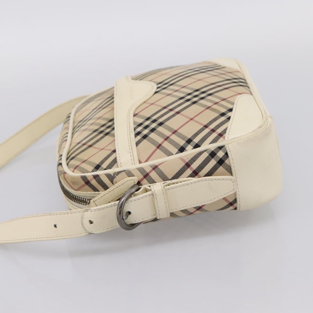 BURBERRY Nova Check Shoulder Bag Canvas Beige Silver Auth 203708