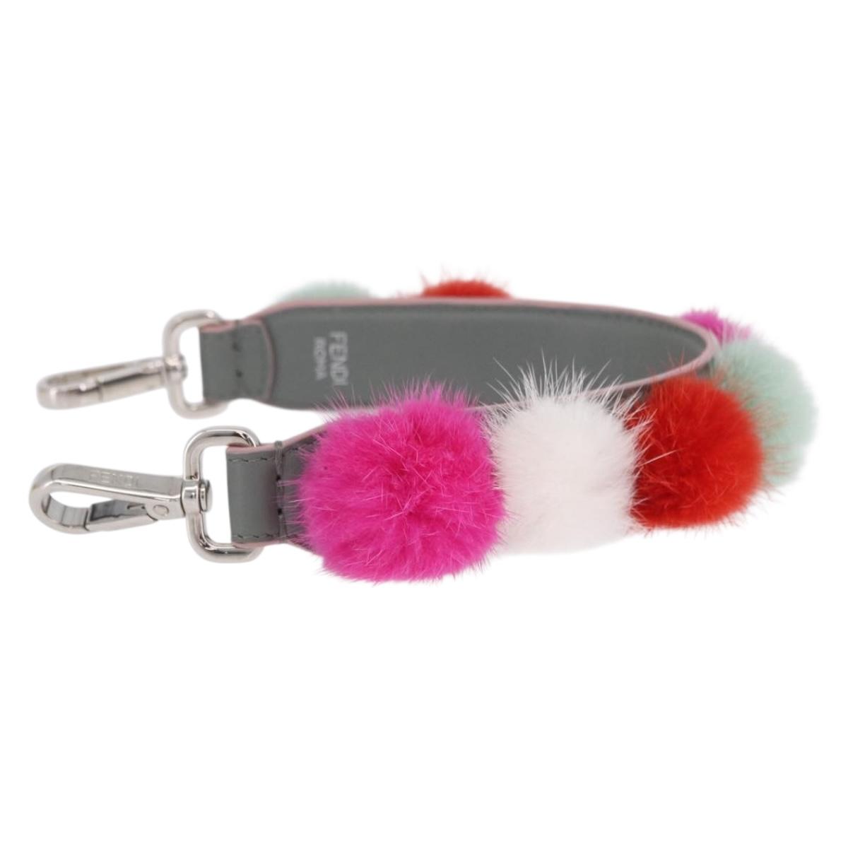 FENDI Strap Leather Multicolor Silver Auth 203712M