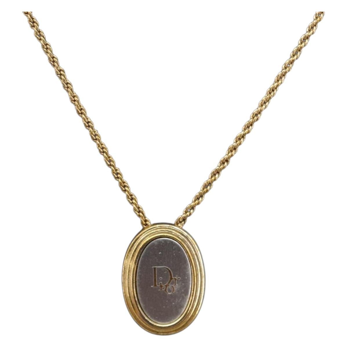 Christian Dior Necklace Metal Gold Tone Auth 203713