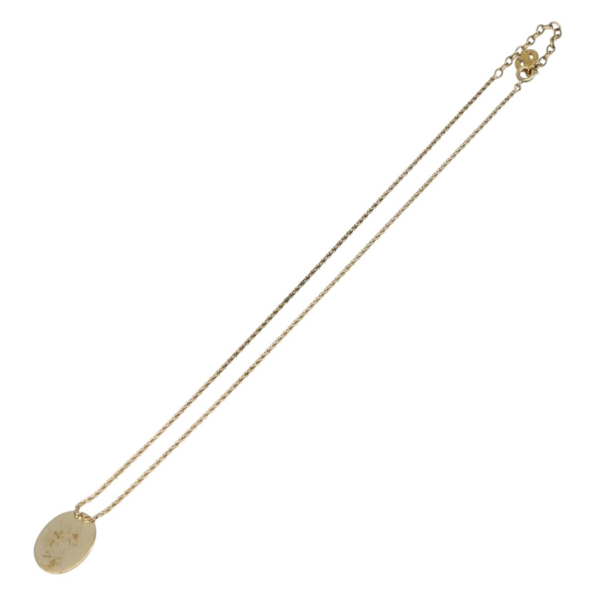 Christian Dior Necklace Metal Gold Tone Auth 203713