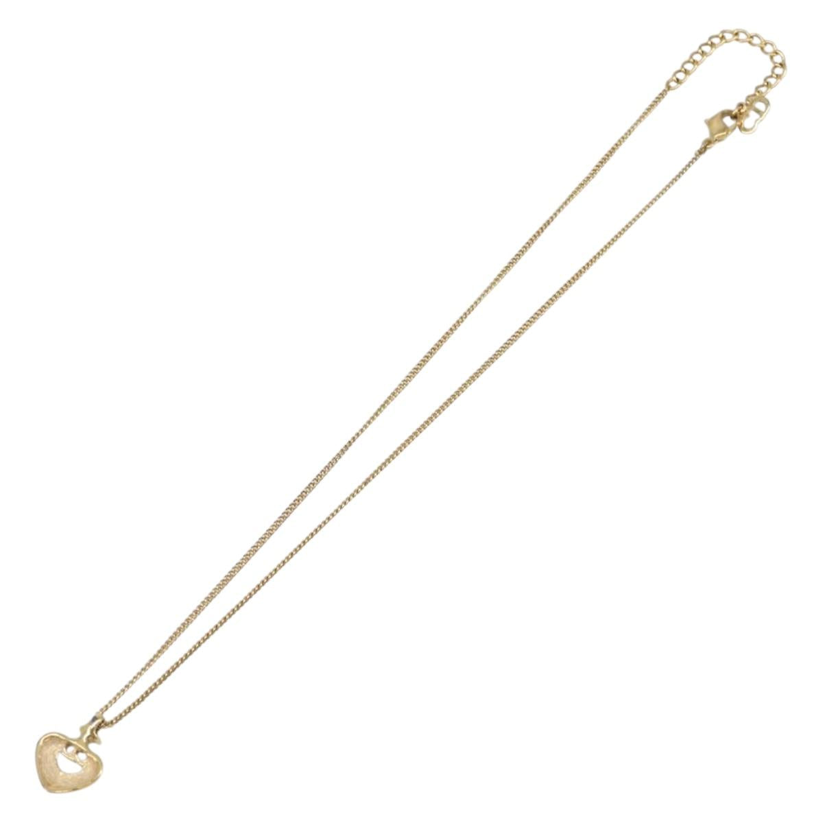 Christian Dior Necklace Metal Gold Tone Auth 203714