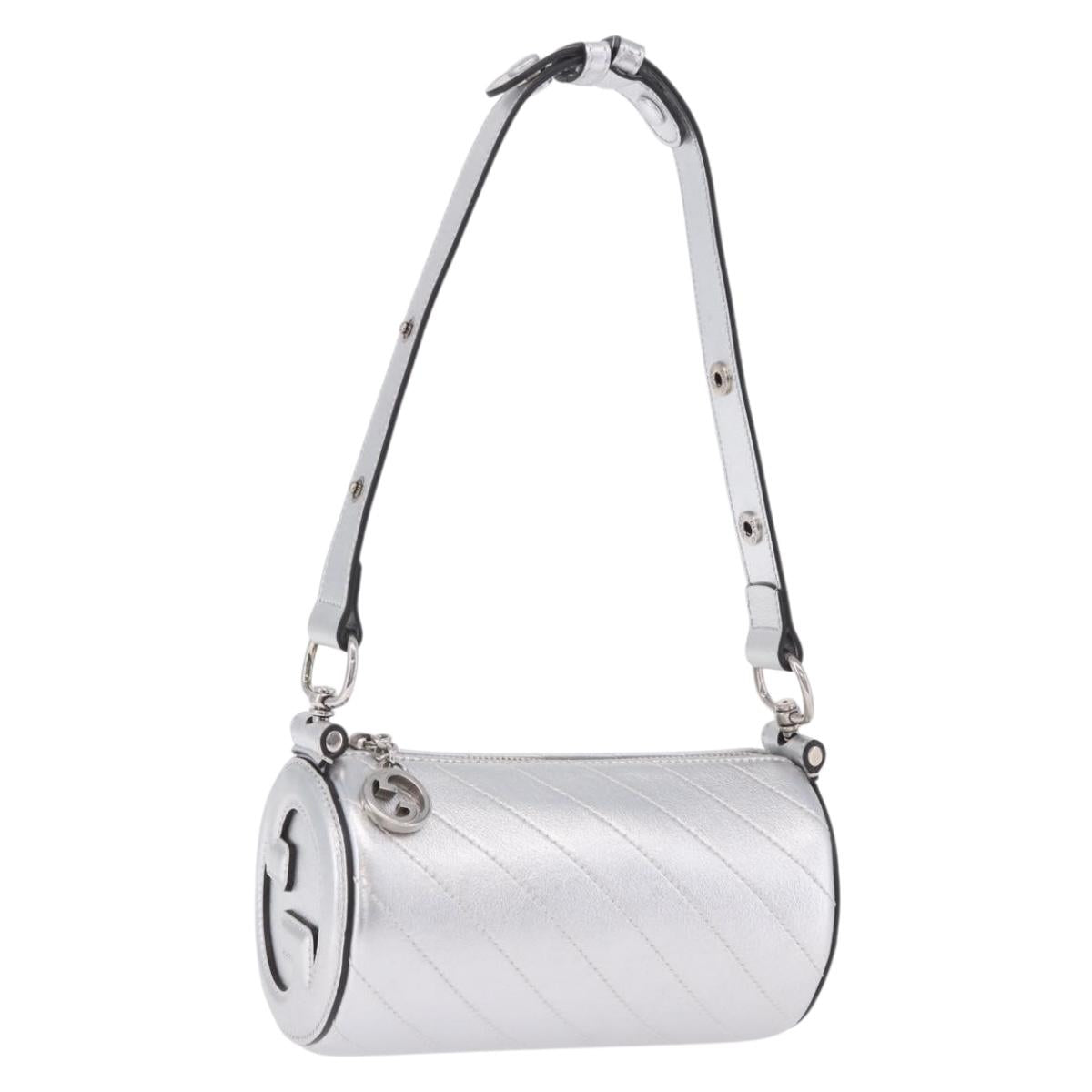GUCCI Blondy Shoulder Bag Leather Silver 760170 Auth 203732M