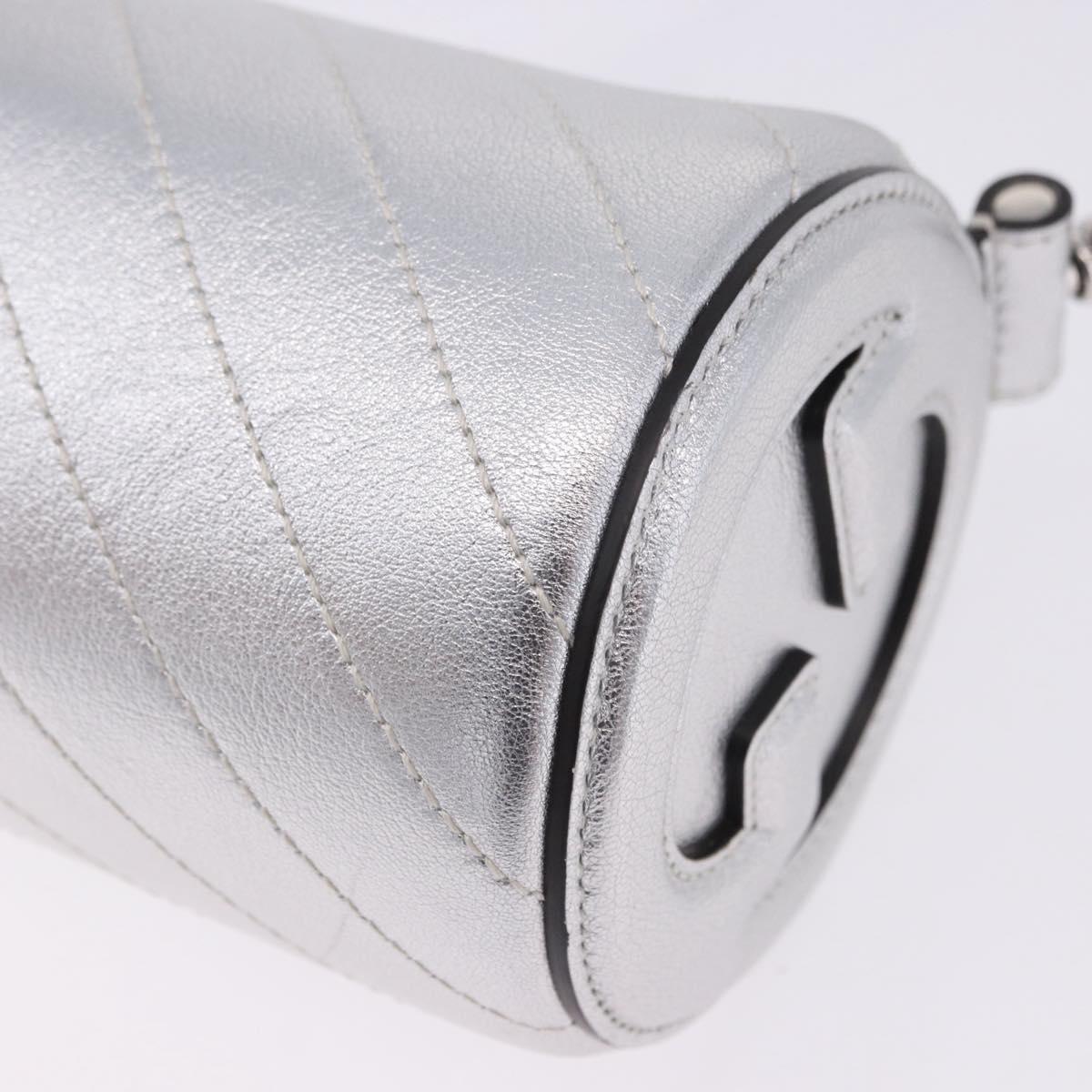 GUCCI Blondy Shoulder Bag Leather Silver 760170 Auth 203732M