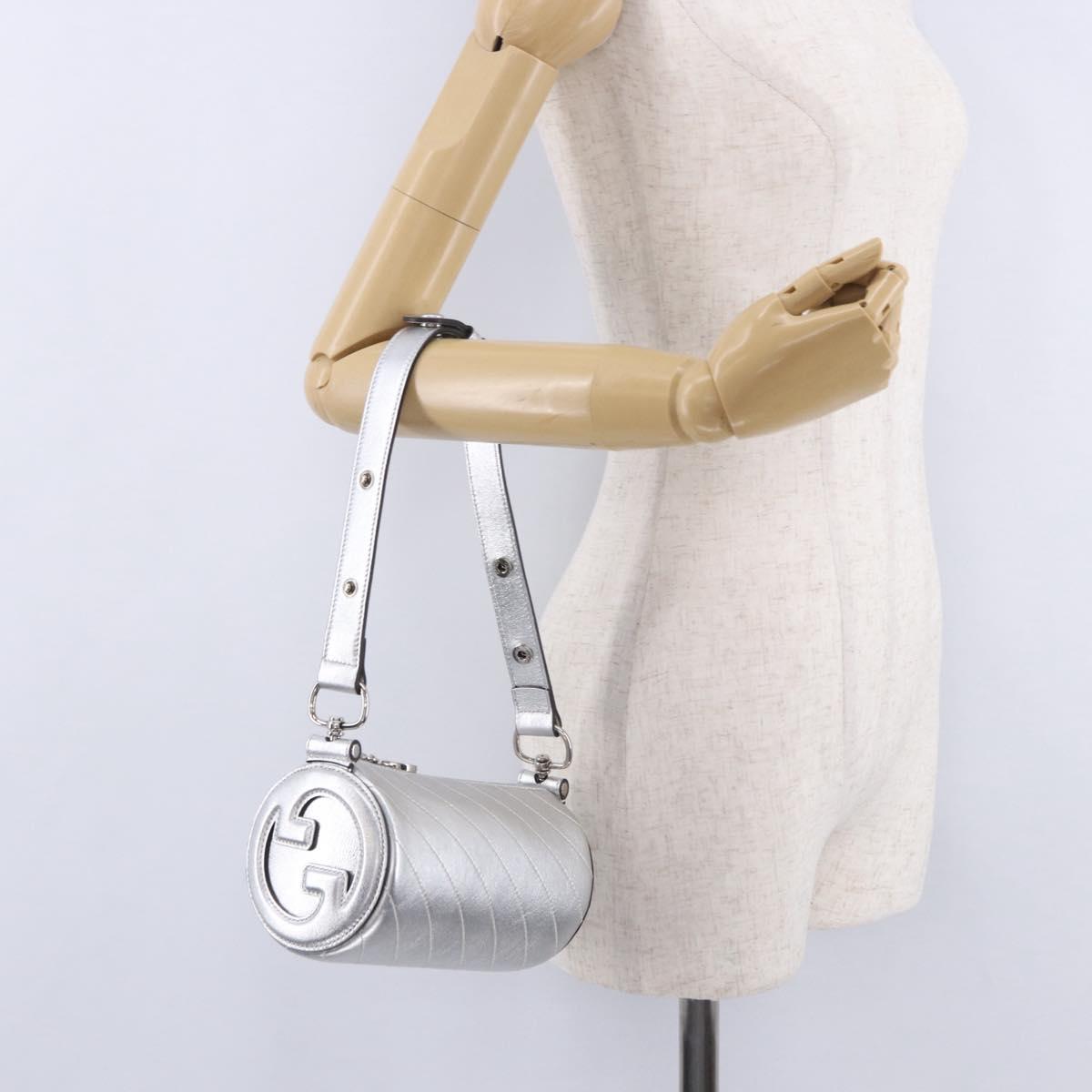 GUCCI Blondy Shoulder Bag Leather Silver 760170 Auth 203732M