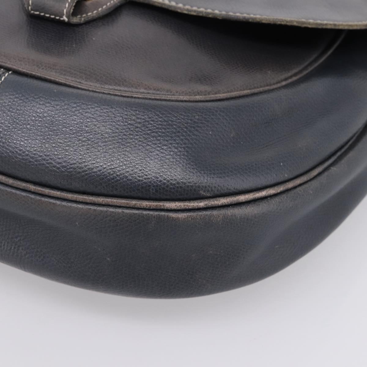 LOEWE Shoulder Bag Leather Gray Gold Auth 203734
