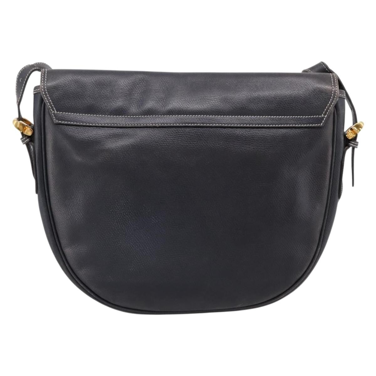 LOEWE Shoulder Bag Leather Gray Gold Auth 203734