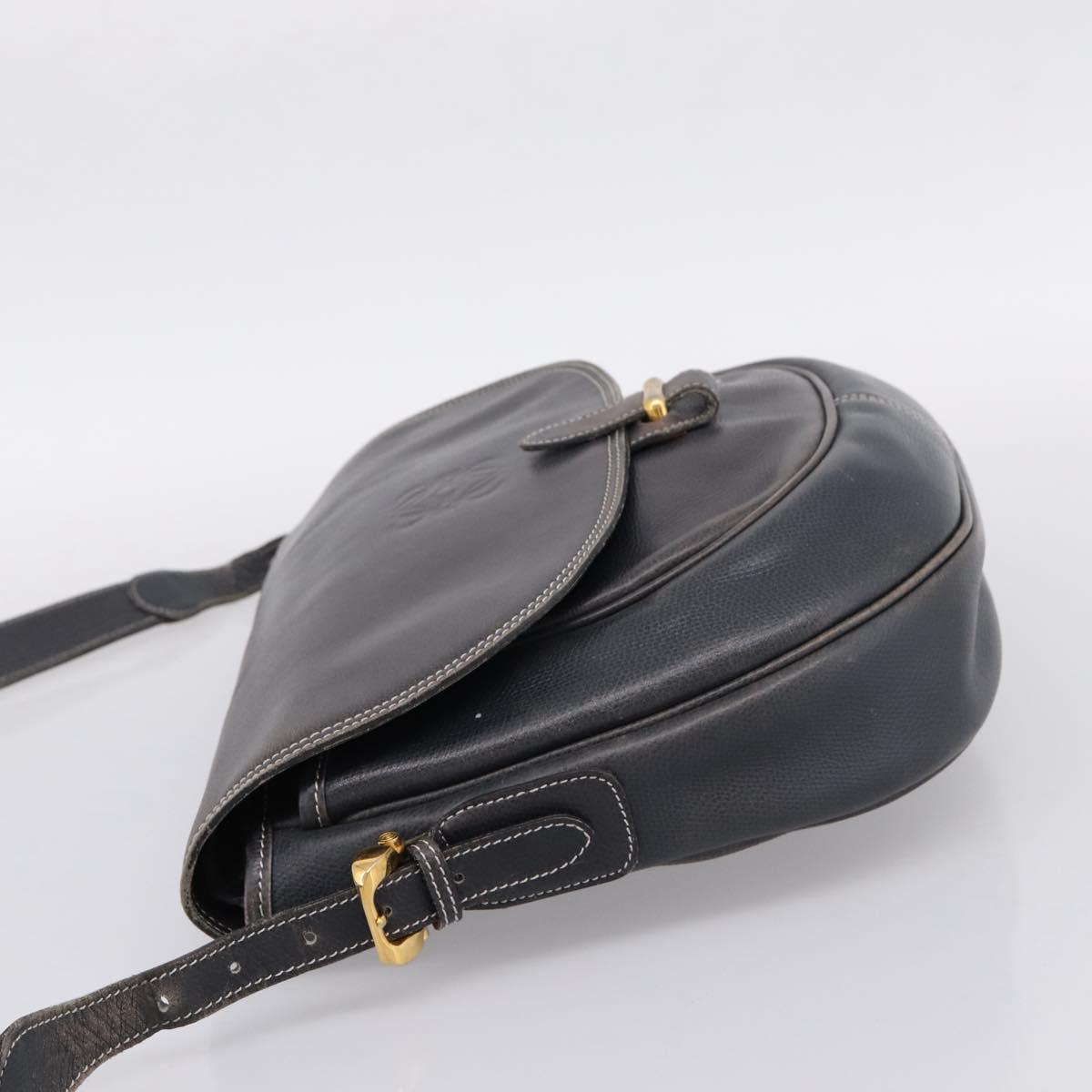 LOEWE Shoulder Bag Leather Gray Gold Auth 203734