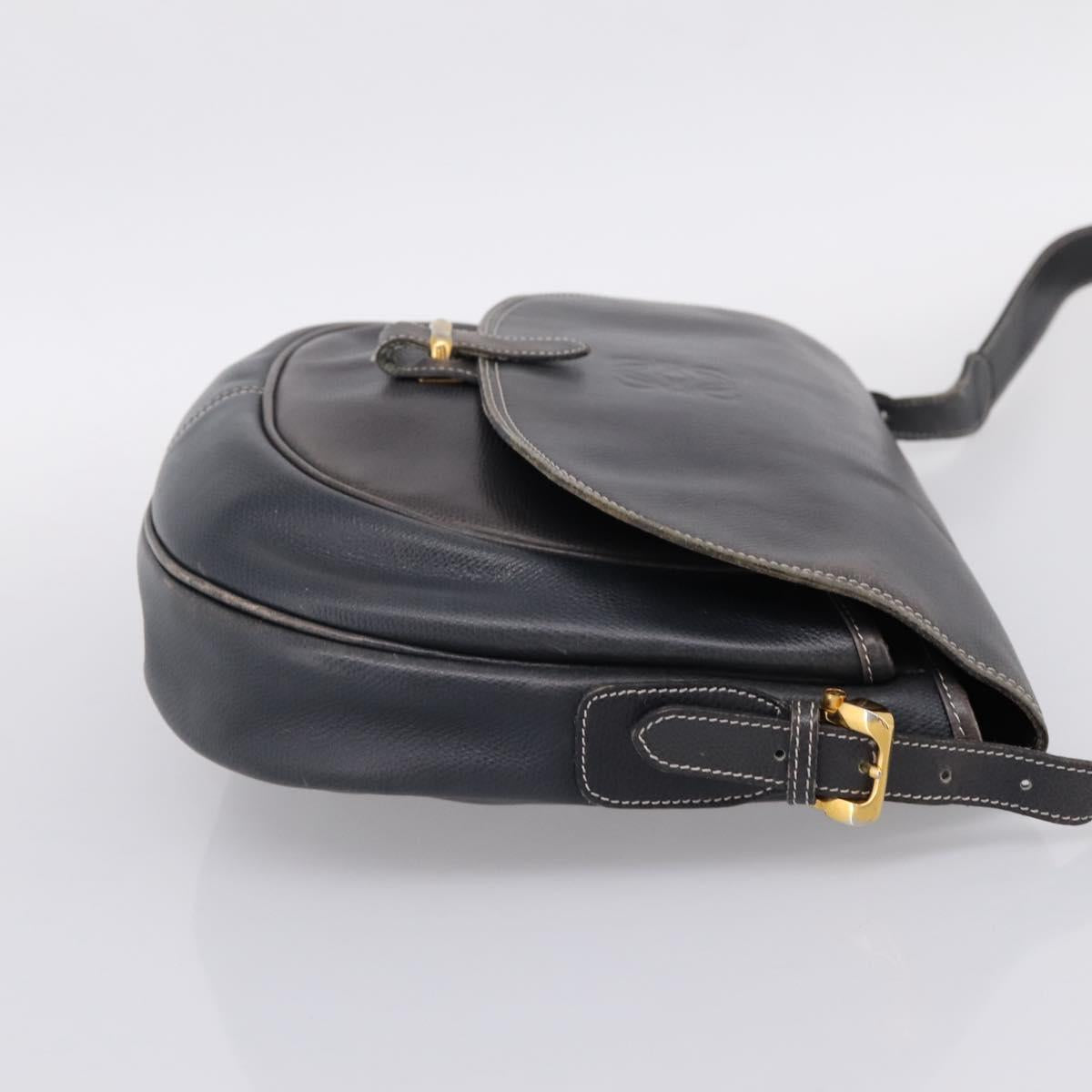 LOEWE Shoulder Bag Leather Gray Gold Auth 203734
