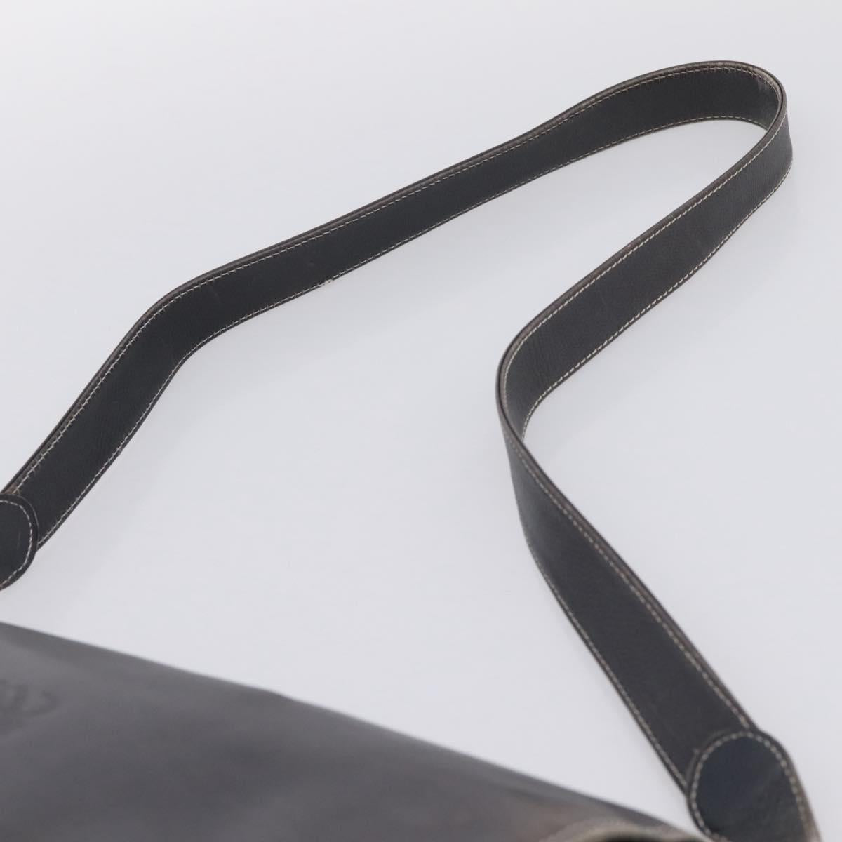 LOEWE Shoulder Bag Leather Gray Gold Auth 203734