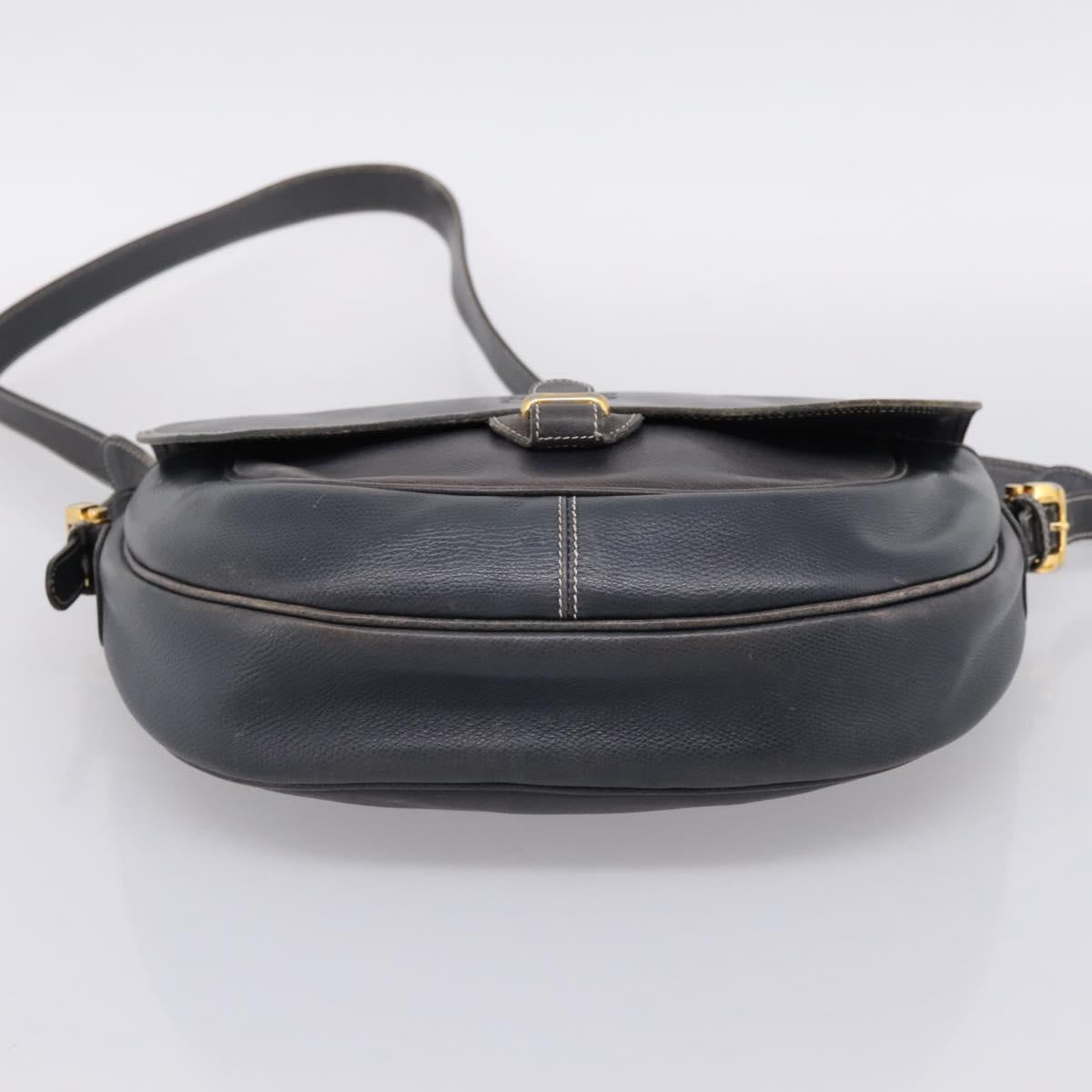 LOEWE Shoulder Bag Leather Gray Gold Auth 203734